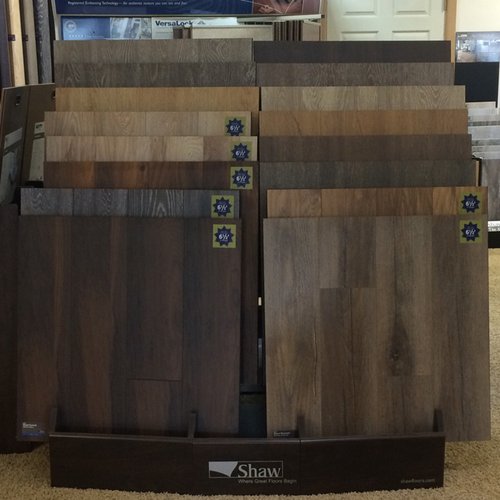 Flooring swatches in showroom at Wilmington Carpets in the Wilmington, OH area